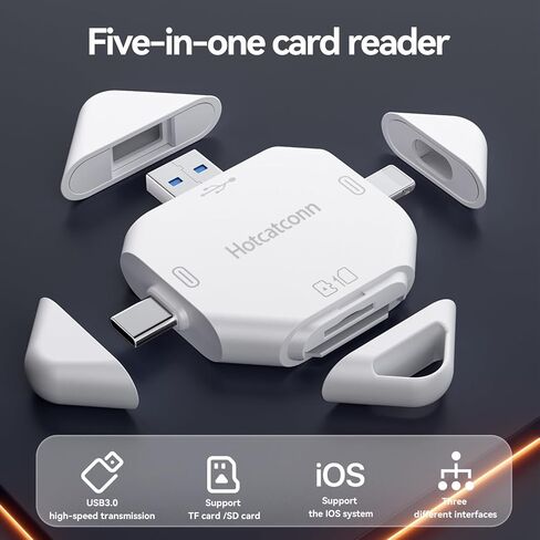 قارئ بطاقة SD مغناطيسي جديد لهاتف iPhone، توصيل قارئ بطاقة الذاكرة وتشغيله لأجهزة iPhone/ipad/Android/Mac/الكمبيوتر/الكاميرا، قارئ بطاقة الذاكرة المحمولة لا يتطلب تطبيقًا in Saudi Arabia