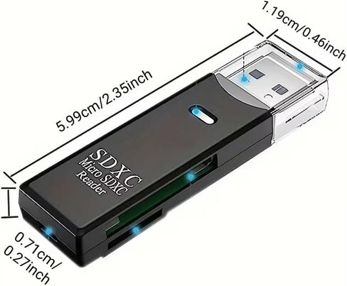 1PC 2-in-1 USB 2.0 SD/TF Card Reader, Car Stereo - Portable Memory Card Adapter OTG Compatible, Black, USB2.0+Type in Saudi Arabia