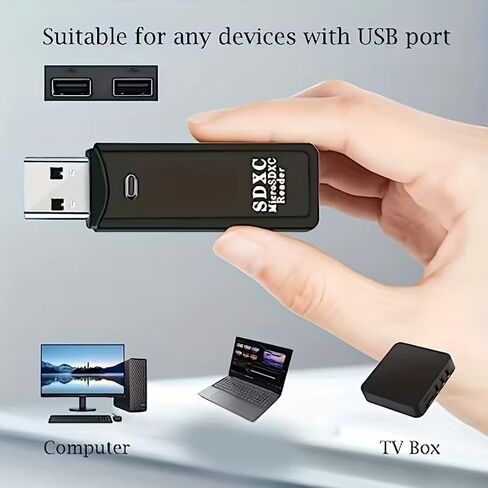 1PC 2-in-1 USB 2.0 SD/TF Card Reader, Car Stereo - Portable Memory Card Adapter OTG Compatible, Black, USB2.0+Type in Saudi Arabia