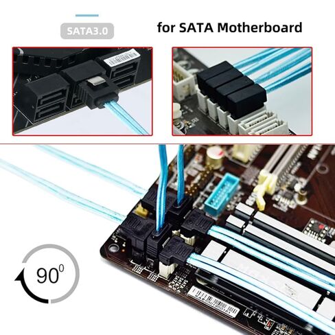 chenyang 4 Pack SATA 3.0 Cable,SATA III 7Pin Male to Male 90 Degree Angled Data Extension Cable for Hard Disk/Optical Drive/Burner 0.82FT/0.25M in Saudi Arabia