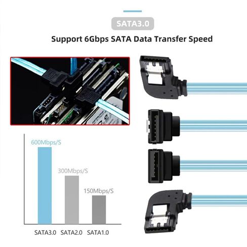 chenyang 4 Pack SATA 3.0 Cable,SATA III 7Pin Male to Male 90 Degree Angled Data Extension Cable for Hard Disk/Optical Drive/Burner 0.82FT/0.25M in Saudi Arabia