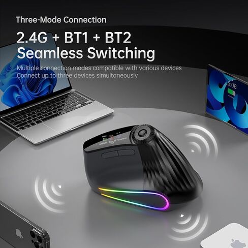 Bluetooth Travel Mouse, 2.4G Rechargeable Mouse with USB Receiver, Wireless Mice Compatibility for Computer, Laptop, Notebook, PC (Black XM7D) in Saudi Arabia