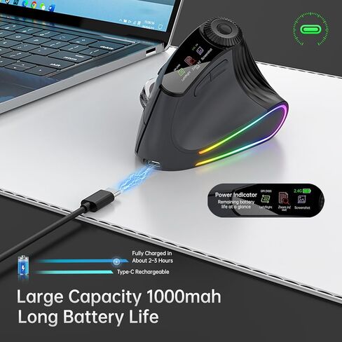 Bluetooth Travel Mouse, 2.4G Rechargeable Mouse with USB Receiver, Wireless Mice Compatibility for Computer, Laptop, Notebook, PC (Black XM7D) in Saudi Arabia
