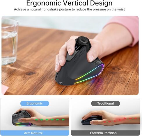 Bluetooth Travel Mouse, 2.4G Rechargeable Mouse with USB Receiver, Wireless Mice Compatibility for Computer, Laptop, Notebook, PC (Black XM7D) in Saudi Arabia