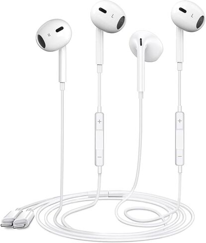 Earbuds for iPhone Wired Headphones with Built-in Microphone & Volume Control HiFi Stereo Noise Reduction Wired Earphones for iPhone 14/13/12/11/XR/XS/X/8/7/SE All iOS, Plug and Play, White 2 Packs in Saudi Arabia