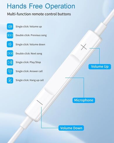 Earbuds for iPhone Wired Headphones with Built-in Microphone & Volume Control HiFi Stereo Noise Reduction Wired Earphones for iPhone 14/13/12/11/XR/XS/X/8/7/SE All iOS, Plug and Play, White 2 Packs in Saudi Arabia