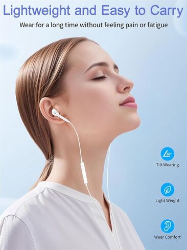 Earbuds for iPhone Wired Headphones with Built-in Microphone & Volume Control HiFi Stereo Noise Reduction Wired Earphones for iPhone 14/13/12/11/XR/XS/X/8/7/SE All iOS, Plug and Play, White 2 Packs in Saudi Arabia