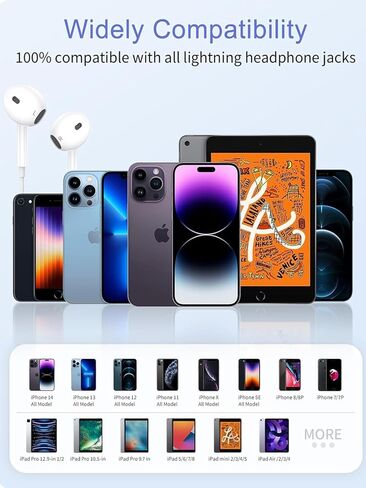Earbuds for iPhone Wired Headphones with Built-in Microphone & Volume Control HiFi Stereo Noise Reduction Wired Earphones for iPhone 14/13/12/11/XR/XS/X/8/7/SE All iOS, Plug and Play, White 2 Packs in Saudi Arabia