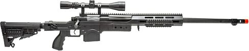 460 FPS Full Metal Steel Bolt Airsoft Sniper Rifle w/ 3-9x40 Airsoft Scope & Foldable Stock-High Power Bolt Action Springer (Color: Black) in Saudi Arabia