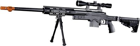 460 FPS Full Metal Steel Bolt Airsoft Sniper Rifle w/ 3-9x40 Airsoft Scope & Foldable Stock-High Power Bolt Action Springer (Color: Black) in Saudi Arabia