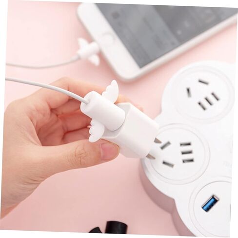 Angoily 2pcs Cartoon Wing USB Cable Protector White Charger Cord Saver for Data and Cute Design for Daily Use and Preventing Breakage in Saudi Arabia