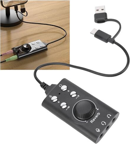 محول صوت USB، بطاقة صوت محيطية افتراضية 7.1 مع التحكم في مستوى الصوت، مغير صوت ذكر إلى أنثى، لنظام Win11، 10، in Kuwait