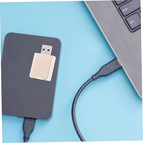 محول صوت ستيريو لقناة بطاقة الصوت الخارجية USB مع غلاف من سبائك الألومنيوم USB إلى سماعة الرأس ومقبس الميكروفون للكمبيوتر المحمول وواجهة صوت متعددة القنوات لون عشوائي in Saudi Arabia