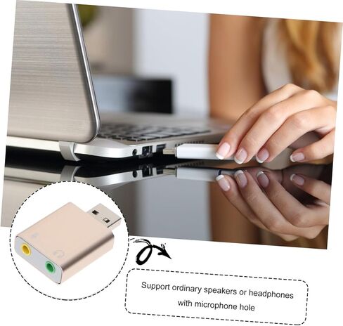 محول صوت ستيريو لقناة بطاقة الصوت الخارجية USB مع غلاف من سبائك الألومنيوم USB إلى سماعة الرأس ومقبس الميكروفون للكمبيوتر المحمول وواجهة صوت متعددة القنوات لون عشوائي in Saudi Arabia