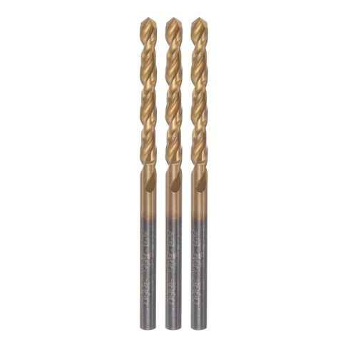 Generic 3 قطع تويست لقم الثقب 3.1 ملم مطلي بالتيتانيوم (HSS-E) M42 فولاذ عالي السرعة 8٪ كوبالت مستقيم عرقوب للفولاذ المقاوم للصدأ وسبائك الألومنيوم المعدنية in Kuwait