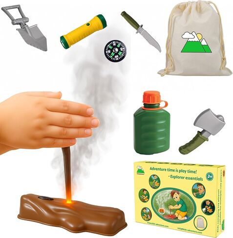 Educational Kids Camping Set: Fake Campfire with Grill Sticks, Pretend Play Food, and Grill Kit - Perfect Playhouse Accessories for Toddlers and Kids Ages 3,4,5,6 in Kuwait