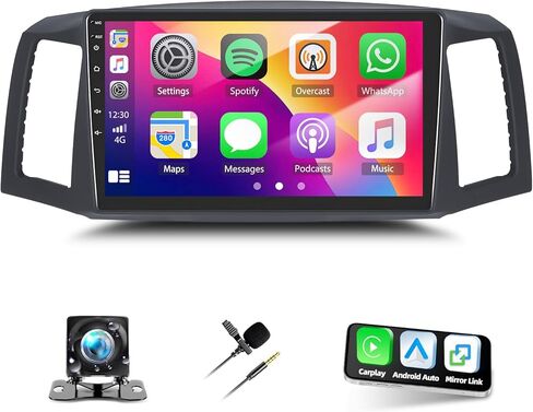 ترقية ستيريو السيارة 4+64G لسيارة Jeep Grand Cherokee 2004 2005 2006 2007 Android 14 w/Wireless CarPlay/Android Auto 10.1 بوصة IPS شاشة تعمل باللمس مزدوجة Din راديو السيارة بلوتوث وحدة الرأس GPS WiFi DSP SWC Camera in Saudi Arabia