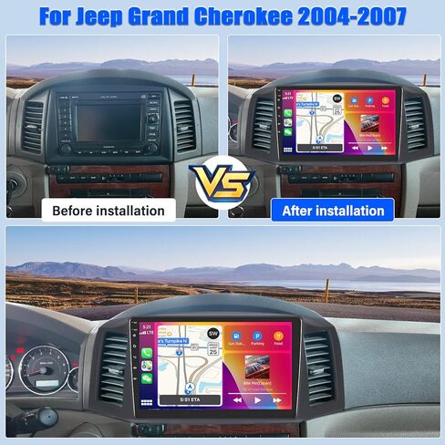 ترقية ستيريو السيارة 4+64G لسيارة Jeep Grand Cherokee 2004 2005 2006 2007 Android 14 w/Wireless CarPlay/Android Auto 10.1 بوصة IPS شاشة تعمل باللمس مزدوجة Din راديو السيارة بلوتوث وحدة الرأس GPS WiFi DSP SWC Camera in Saudi Arabia