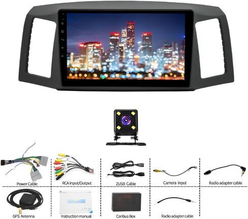 ترقية ستيريو السيارة 4+64G لسيارة Jeep Grand Cherokee 2004 2005 2006 2007 Android 14 w/Wireless CarPlay/Android Auto 10.1 بوصة IPS شاشة تعمل باللمس مزدوجة Din راديو السيارة بلوتوث وحدة الرأس GPS WiFi DSP SWC Camera in Saudi Arabia