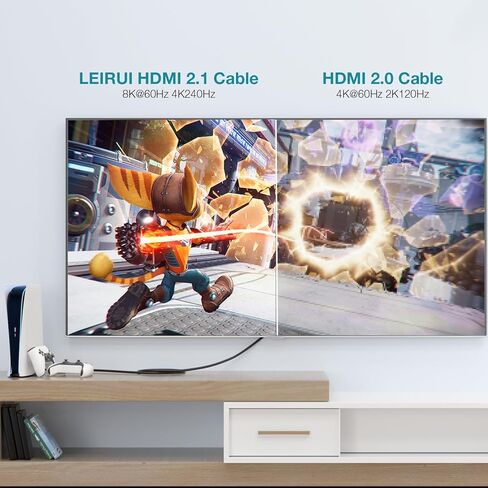 Certified HDMI Cable 2.1, VW-1 8K HDMI Cable, 48Gbps Flexible HDMI 2.1 Cable Supports 8K@60Hz 4K@240Hz 144Hz 120Hz, HDR VRR G-SYNC eARC DLSS FSR HDCP 2.3 for Xbox/PS5/Sonudbar/Apple TV/PCs (6.6ft) in Saudi Arabia