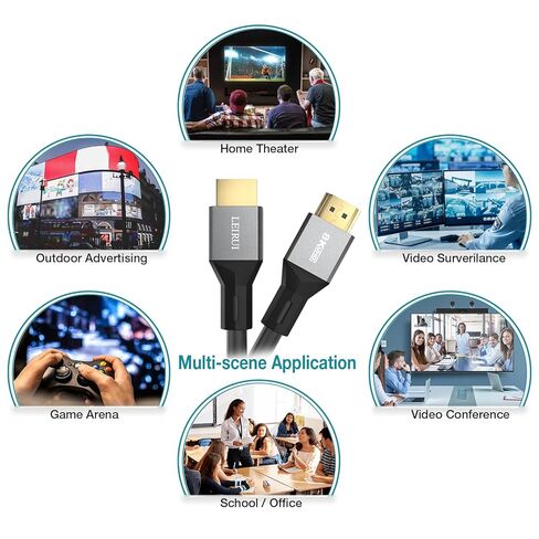 Certified HDMI Cable 2.1, VW-1 8K HDMI Cable, 48Gbps Flexible HDMI 2.1 Cable Supports 8K@60Hz 4K@240Hz 144Hz 120Hz, HDR VRR G-SYNC eARC DLSS FSR HDCP 2.3 for Xbox/PS5/Sonudbar/Apple TV/PCs (6.6ft) in Saudi Arabia