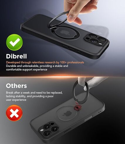 Magnetic Unbreakable Stand for iPhone 16 Pro Max Case, [Anti-Slip] [Military-Grade Protection] [Compatible with MagSafe] Slim Translucent Matte Wireless Charging Phone Cover, Black in Saudi Arabia