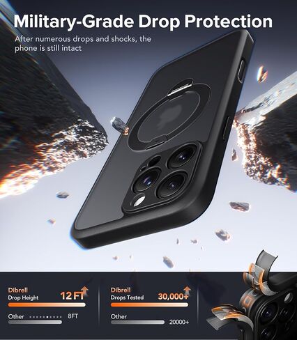 Magnetic Unbreakable Stand for iPhone 16 Pro Max Case, [Anti-Slip] [Military-Grade Protection] [Compatible with MagSafe] Slim Translucent Matte Wireless Charging Phone Cover, Black in Saudi Arabia