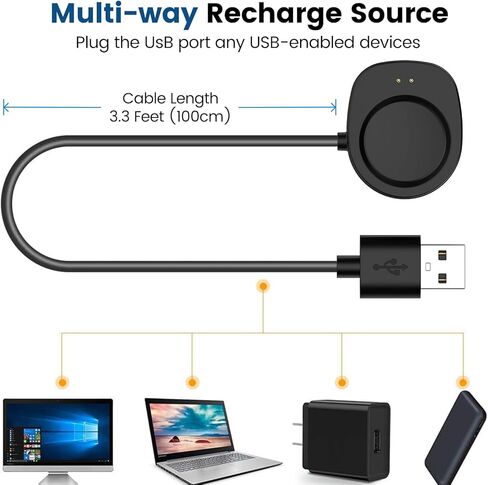 Charging Base for Amazfit Helio Strap/T-Rex 3 / Balance 2 Smart Watch Chargers, 3.3ft USB Type-A Charger & Type-C Replacement Charging Dock for Amazfit Helio Strap & Watch Accessories in Saudi Arabia