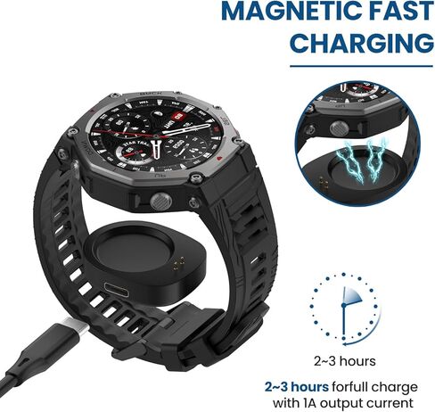 Charging Base for Amazfit Helio Strap/T-Rex 3 / Balance 2 Smart Watch Chargers, 3.3ft USB Type-A Charger & Type-C Replacement Charging Dock for Amazfit Helio Strap & Watch Accessories in Saudi Arabia