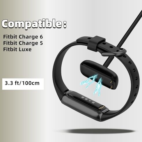 شاحن متوافق مع Fitbit Charge 6/Charge 5/Luxe، كابل شحن USB-A مغناطيسي بديل للساعة الذكية 3.3 قدم/1 متر in Kuwait