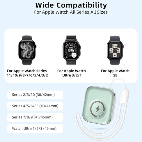 iMangoo لشاحن Apple Watch USB C Ultra 3 2 1 Series 11 10 9 8 7 6 5 4 SE، محول شحن مغناطيسي 5 وات للسفر بالسيارة يجب أن يحتوي على منفذ USBC محمول من النوع C لساعة لاسلكية iWatch Mint in Saudi Arabia
