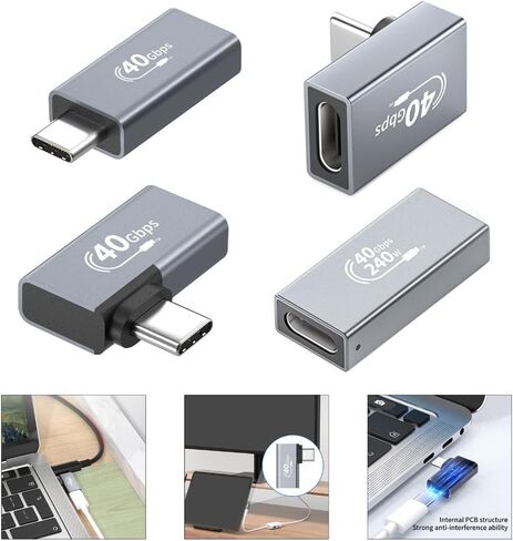 العالمي USB C نوع-C ذكر إلى أنثى 40Gbps محول نقل البيانات 100 واط محولات الشحن السريع محول سبائك الألومنيوم in Kuwait