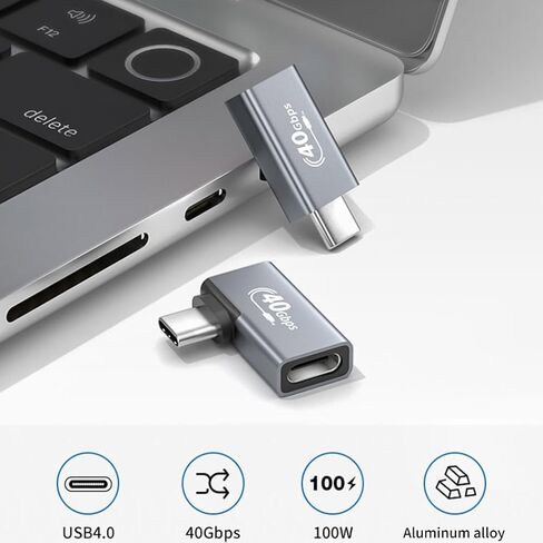العالمي USB C نوع-C ذكر إلى أنثى 40Gbps محول نقل البيانات 100 واط محولات الشحن السريع محول سبائك الألومنيوم in Kuwait