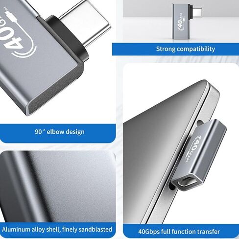 العالمي USB C نوع-C ذكر إلى أنثى 40Gbps محول نقل البيانات 100 واط محولات الشحن السريع محول سبائك الألومنيوم in Kuwait