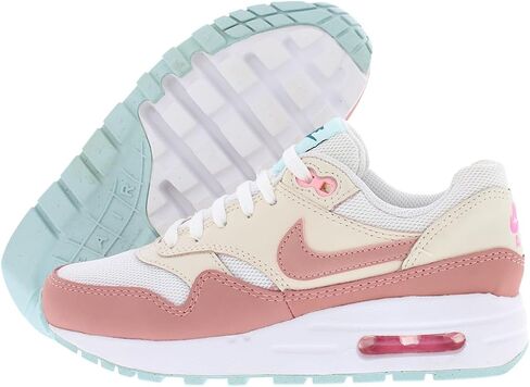 NIKE Air Max 1 Big Kids' Shoes (DZ3307-106,White/Black-Pure Platinum) Size 7 in Saudi Arabia