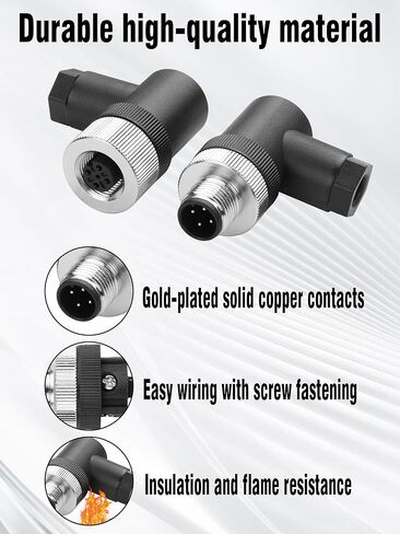 YACSEJAO M12 4-Pin/5-Pin Male & Female Socket Panel Aviation Wire Connector, 2-Pack Outdoor IP67 Waterproof 12mm Industrial Circular Pulg Connector (Male & Female Right Angle, 4 Pin) in Saudi Arabia