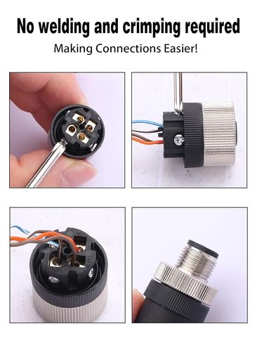 YACSEJAO M12 4-Pin/5-Pin Male & Female Socket Panel Aviation Wire Connector, 2-Pack Outdoor IP67 Waterproof 12mm Industrial Circular Pulg Connector (Male & Female Right Angle, 4 Pin) in Saudi Arabia