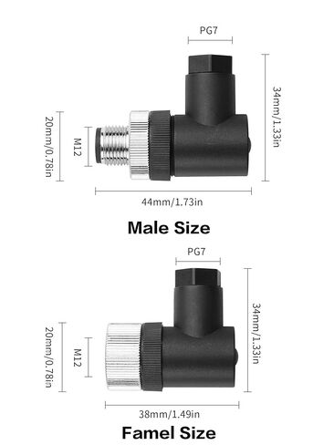 YACSEJAO M12 4-Pin/5-Pin Male & Female Socket Panel Aviation Wire Connector, 2-Pack Outdoor IP67 Waterproof 12mm Industrial Circular Pulg Connector (Male & Female Right Angle, 4 Pin) in Saudi Arabia