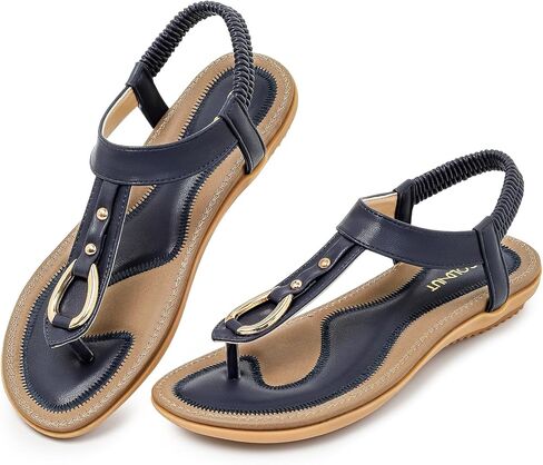 Women's Comfortable Flat Sandals Dressy - Summer T-Strap Thong Sandals with Elastic Ankle Strap, Casual Walking Shoes for Beach in Saudi Arabia