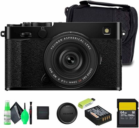 FUJIFILM X-E5 Mirrorless Camera with XF 23mm f/2.8 Lens - Black, Bundle with 64GB Memory Card + Carrying Case + Cleaning Kit + Memory Card Wallet + More Accessories in Saudi Arabia
