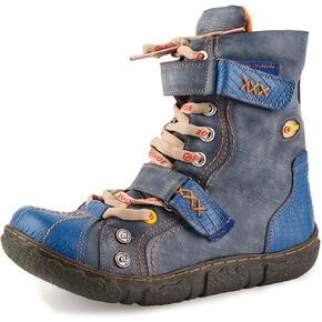 CHSHOER Lace-Up PU Leather Boots Flat Women's Snow Boots with Fur Lining