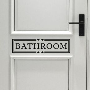 Bathroom Decal Bathroom Room Vinyl Sign Door Decal Wall Stickers Vinyl Decal Bathroom Stickers 15.5x3.8 inch (Bathroom, Black)
