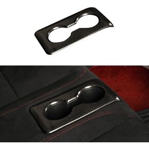 Carbon Fiber Rear Seat Water Cup Slot Decorative Cover Fit for 11th Gen Type r FL5 (2023-2024+) Typer Back Seat Cup Holder Panel Cover Rear Row Water Cup Holder Cover(Bright Black)