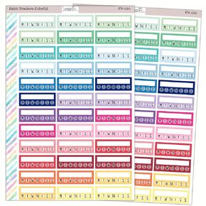 Colorful Weekly Habit Tracker Planner Stickers, Habit Tracker Stickers, 1.5" x 0.5" Size, Two Sheets of Sticker, Total of 72 Stickers, Tracker Planner Stickers
