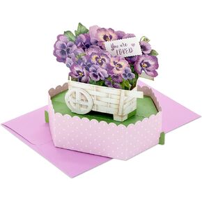 Hallmark Paper Wonder Mother's Day Pop Up Card (Cart of Pansies) for Birthday for Her, Spring, Any Occasion