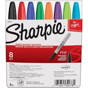 SHARPIE 30078 Permanent Markers, Fine Point, Classic Colors, 8 Count (Assorted)