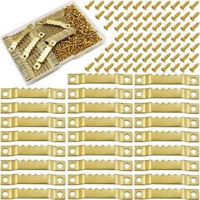 Sawtooth Picture Hangers,100 Pcs Black Steel Photo Frame Hanging Hangers 200 Screws for Wall Clock Paintings Wood Craft Decor Artwork Signs Posters Picture Frame Sketch Hanger,Cross-Stitch (Black)