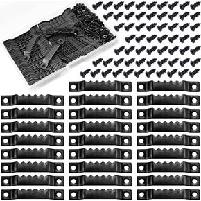 Sawtooth Picture Hangers,100 Pcs Black Steel Photo Frame Hanging Hangers 200 Screws for Wall Clock Paintings Wood Craft Decor Artwork Signs Posters Picture Frame Sketch Hanger,Cross-Stitch (Black)