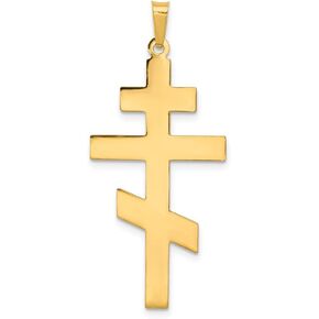 Solid 14k Yellow Gold Eastern Orthodox Cross Crucifix Pendant (40mm x 19mm)