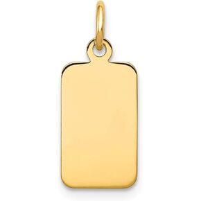 Solid 14k Yellow Gold Plain .018 Gauge Engravable Rectangular Disc Charm Pendant - 21mm x 8mm